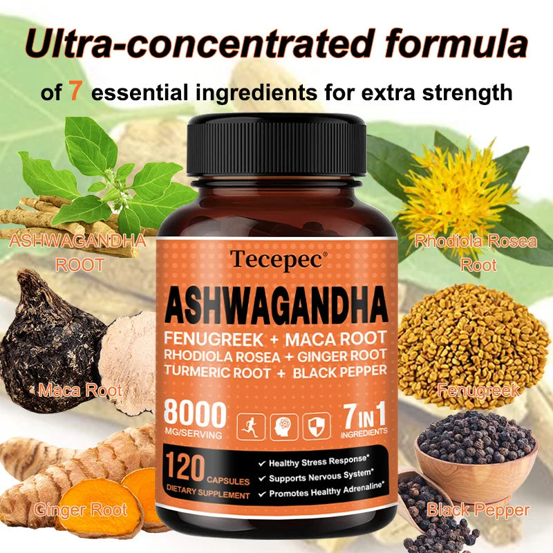 7 in 1 Ashwagandha Supplement for Mood, Strength & Energy Boost