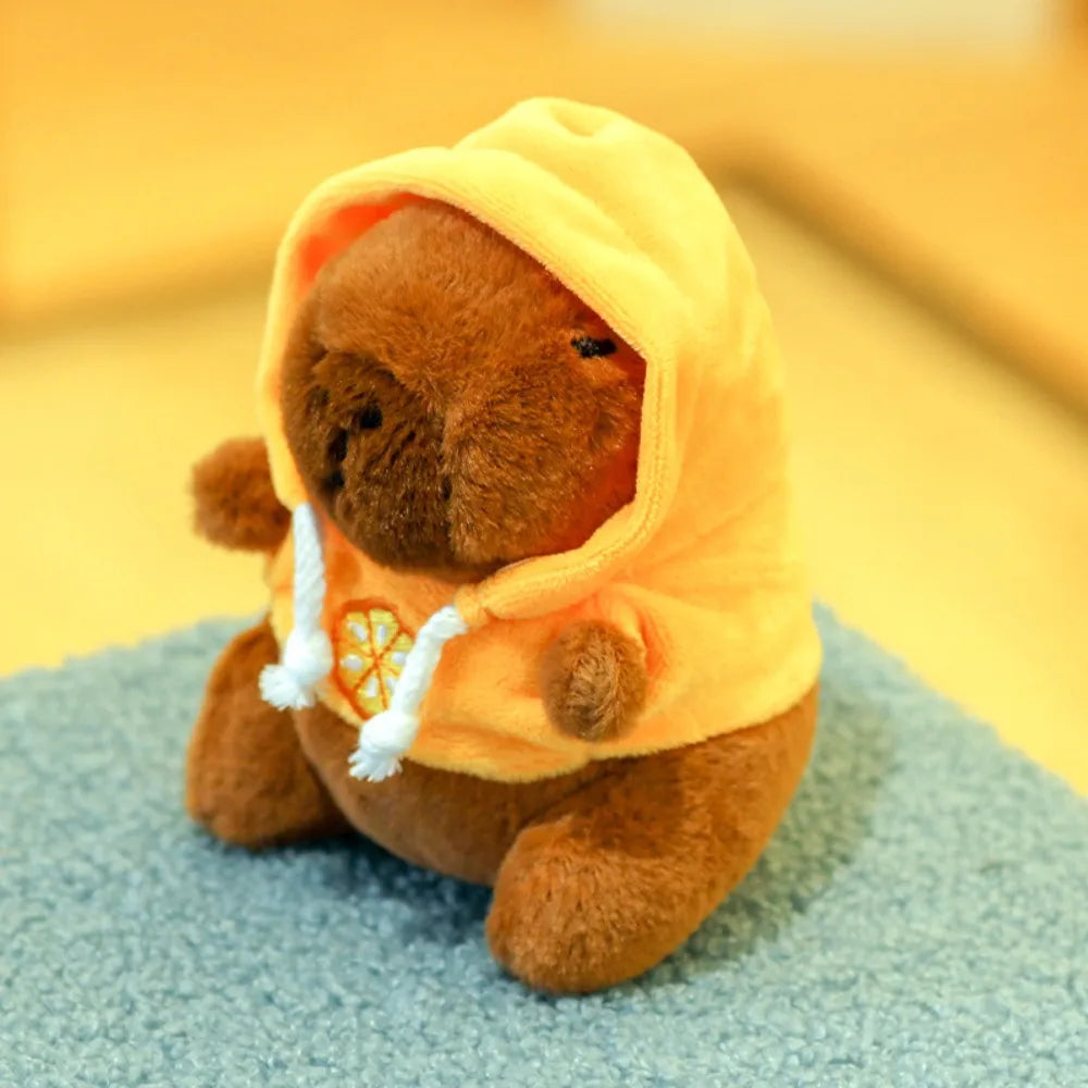 Capybara Plush Toy with Hoodie Wings Small Stuffed Animal Keychain Doll