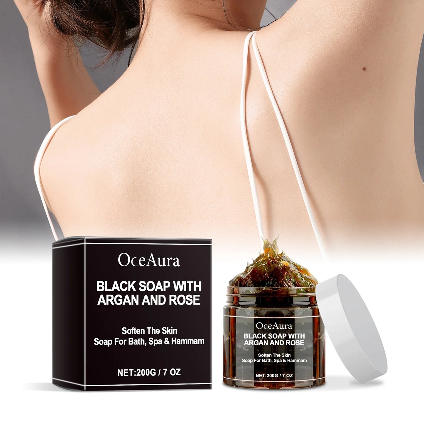 Purifying Black Soap with Argan & Rose | Deep Cleansing Body Scrub