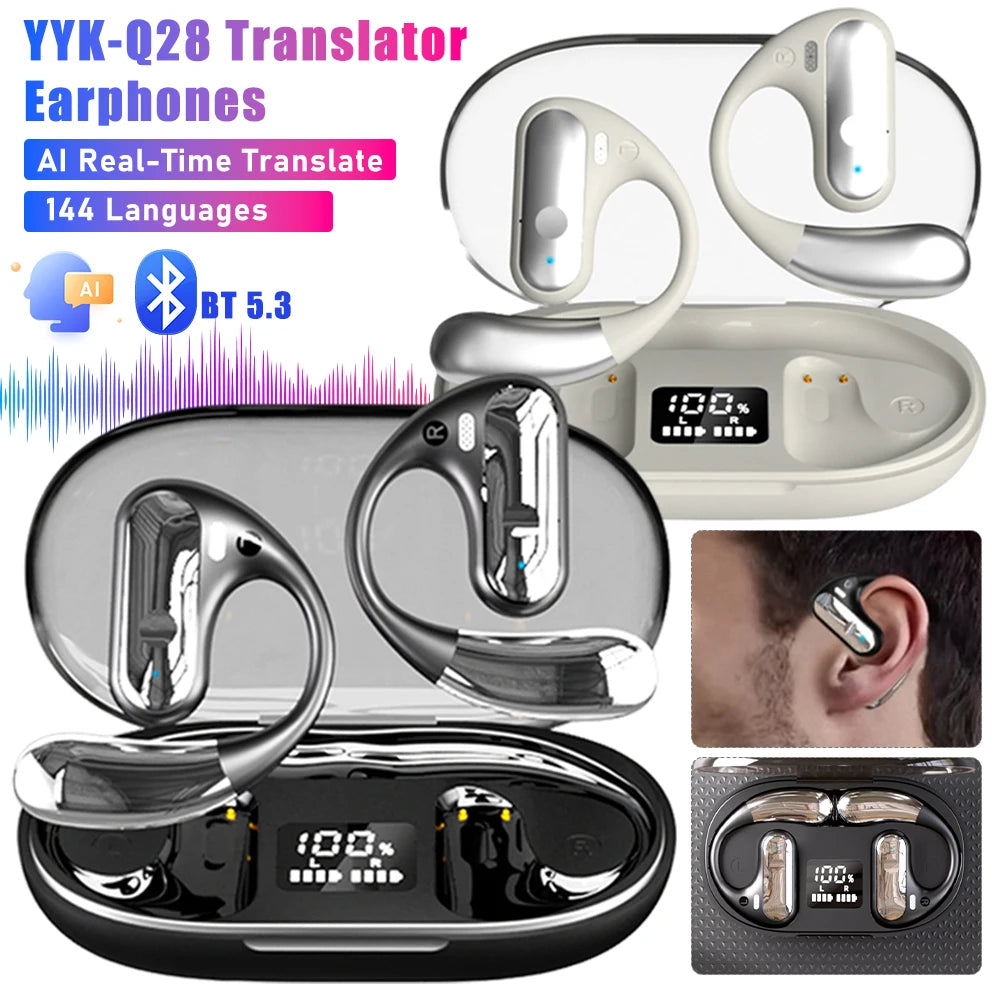 Wireless AI Earphone Translator | Real-Time 144 Languages Earbuds