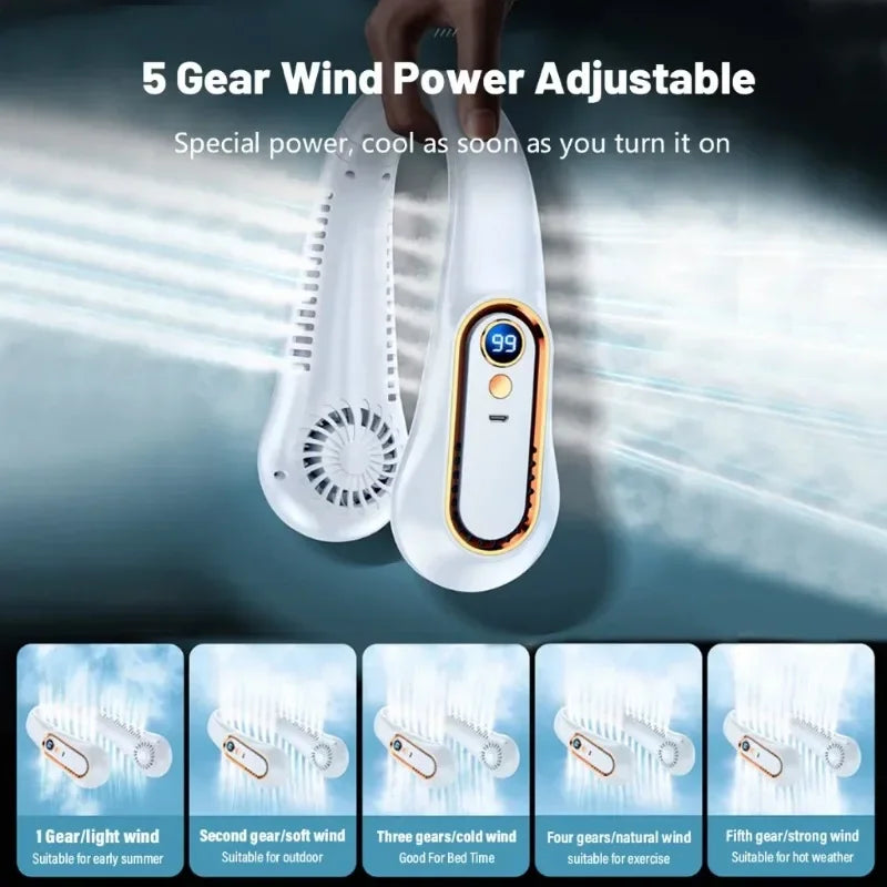 Portable Bladeless Fan | Ultra Quiet USB Charging Neck Fan