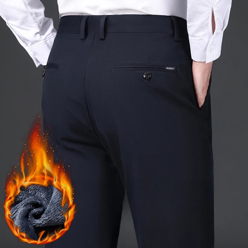 Men's Straight Velvet Casual Pants | Stylish Winter Trousers
