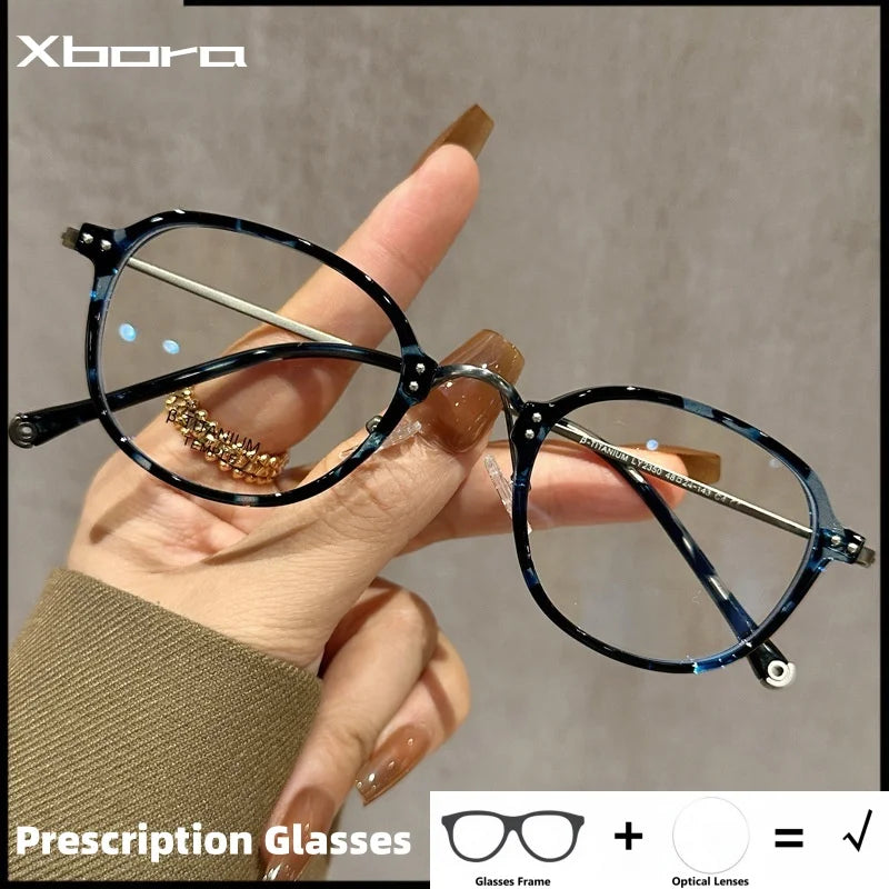 Stylish Half Titanium Oval Eyeglasses for Women | Fashion Meets Function