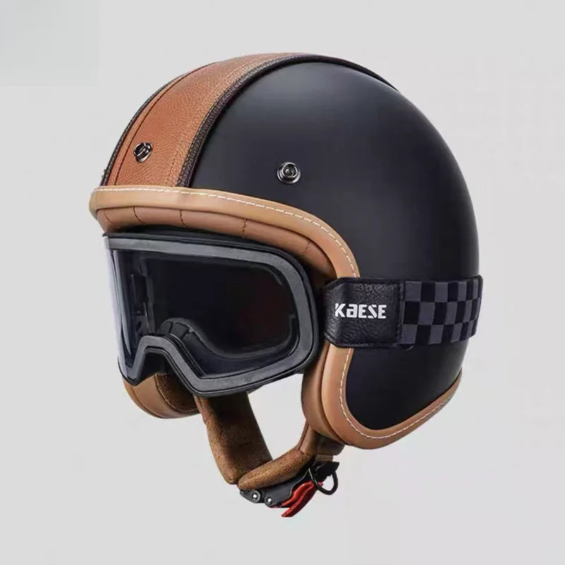 Retro Open Face 3/4 Motorcycle Helmet with Colorful Lens | DOT Certified