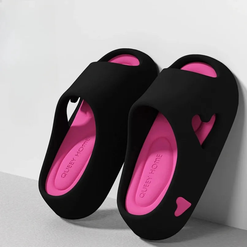 Women's Heart Platform Cloud Slippers | Soft Indoor & Outdoor Sandals