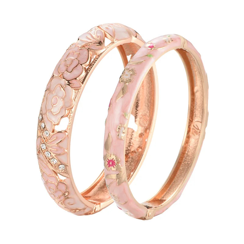 Stylish Cloisonne Double Bangle Set | Elegant Enamel Bracelets for Women