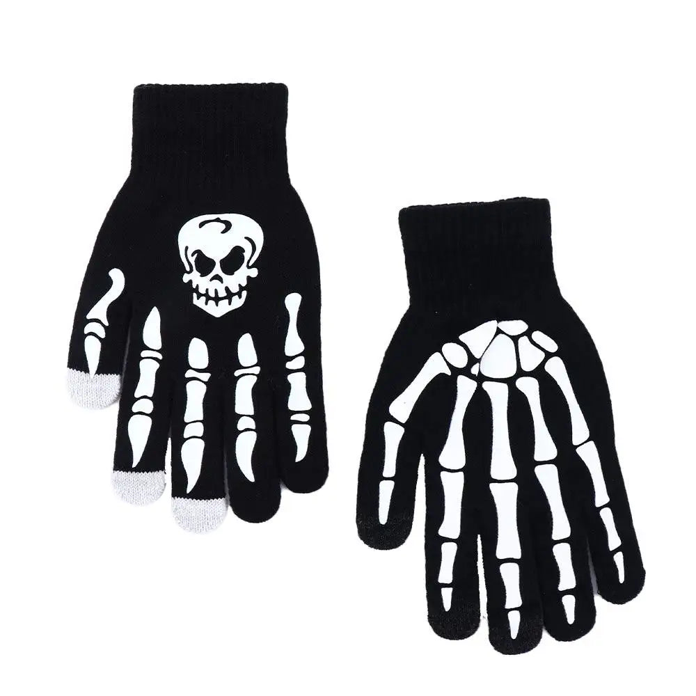 Men's Skull Glow Gloves | Stylish Luminous Half-Finger Mittens