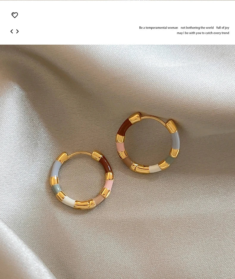 Colorful Enamel Mini Round Earrings | Fashion Jewelry for Women