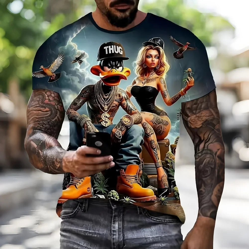Funny Duck 3D Print Casual Tee | Breathable, Lightweight & Trendy