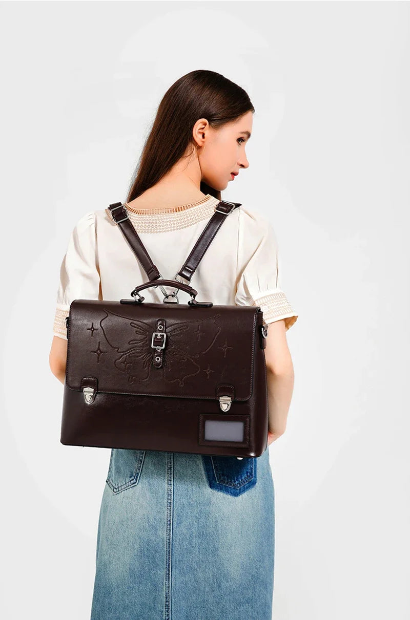 Stylish Cowhide Women's Backpack | Large Capacity Leather Bag