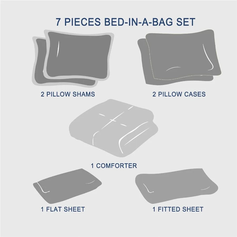 7-Piece Olive Green Tufted Bed-in-a-Bag Set for Modern Bedrooms