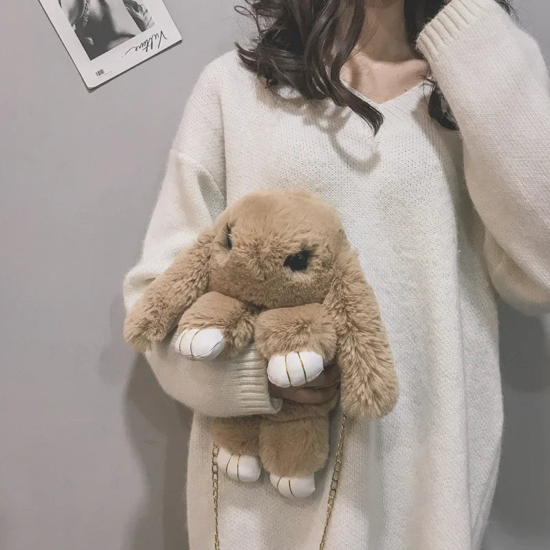 Bonito bolso bandolera de conejo de peluche | Encantador diseño cruzado