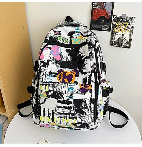 Trendy Personalized Graffiti Japanese Backpack | Large Capacity Book Bag