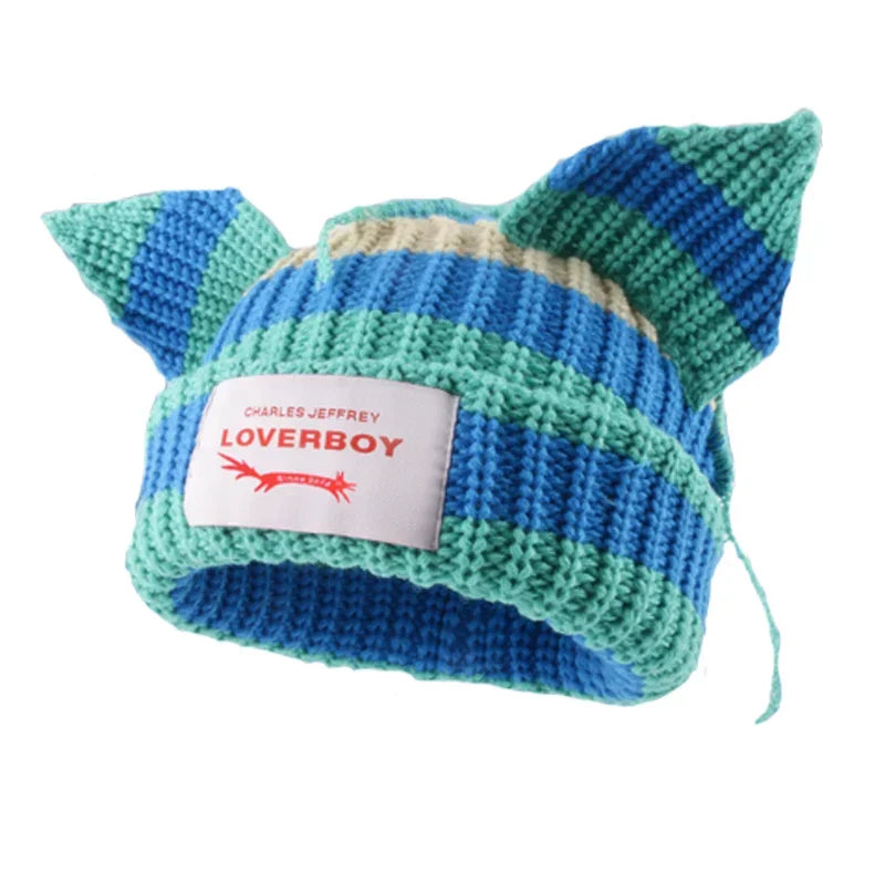 Unisex Long Fox Ears Knitted Beanie | Y2K Bunny Rabbit Hat