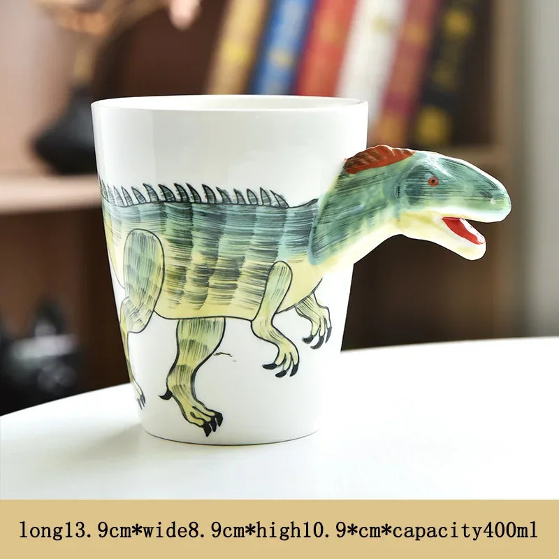 3D Dinosaur Ceramic Mug | Cute Long Necked Dragon Coffee Cup
