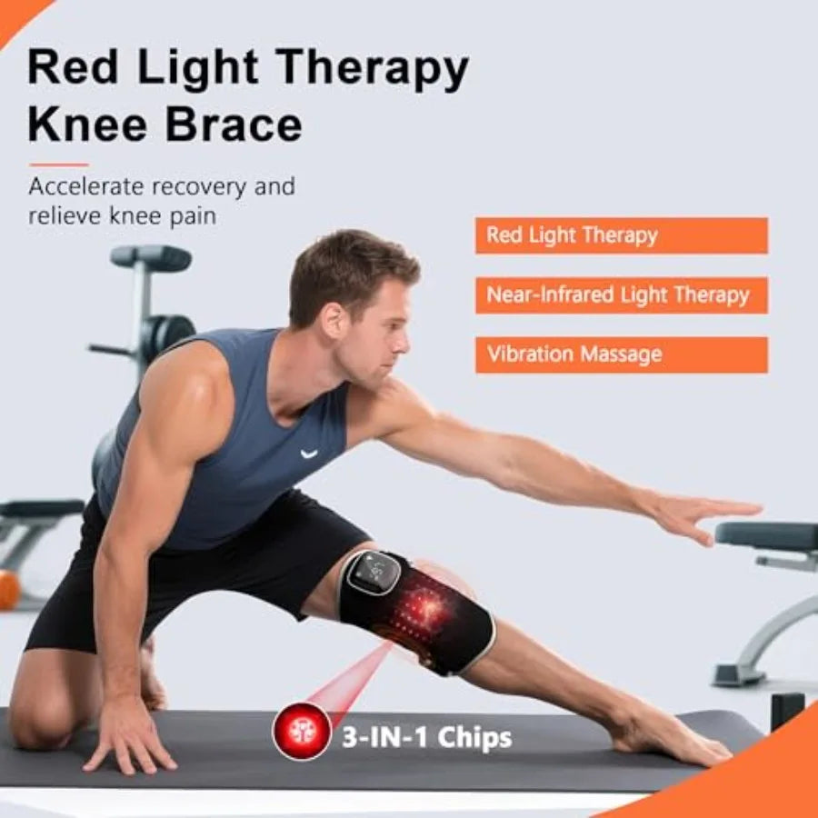 Cordless Red Light Therapy Knee Massager | Heated & Vibrating Relief