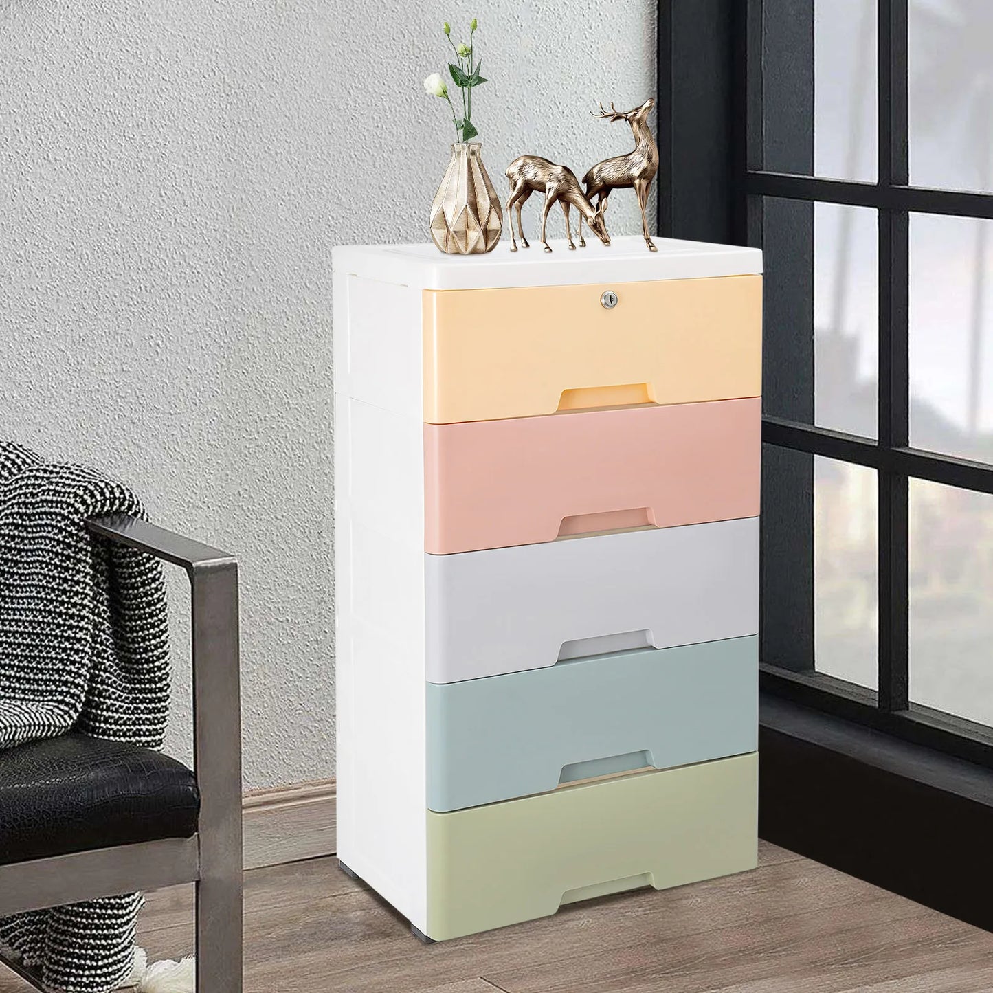 5-Drawer Plastic Storage Cabinet | Large Capacity Organization