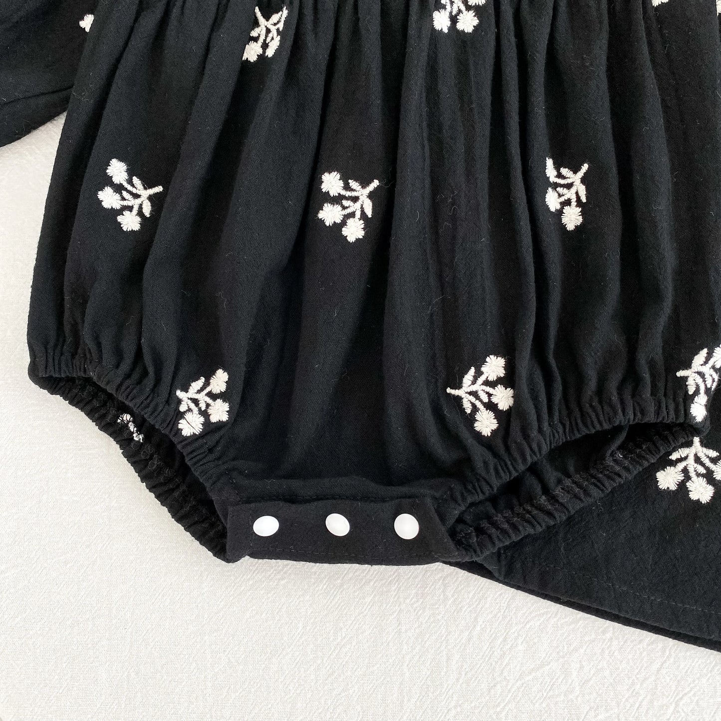 Baby Girls Embroidered Bow Romper | Cozy Autumn Jumpsuit