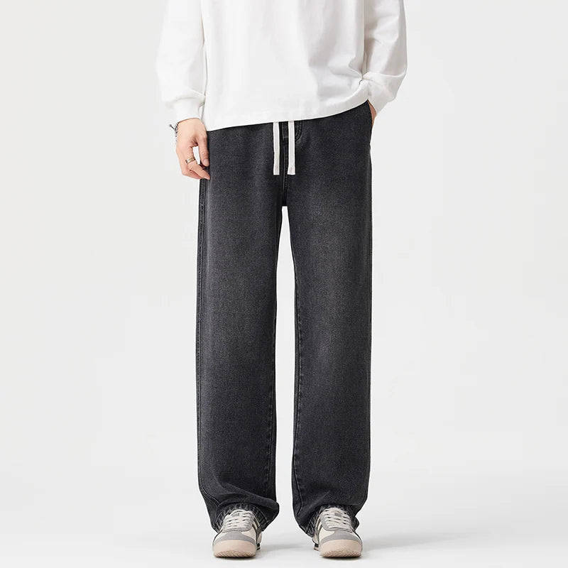 Men's Vintage Drawstring Wide-Leg Jeans | Trendy Casual Pants