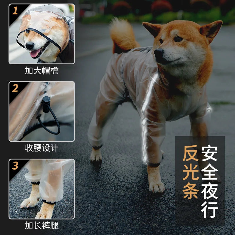 Waterproof Dog Raincoat | Windproof Hooded Poncho for Pets