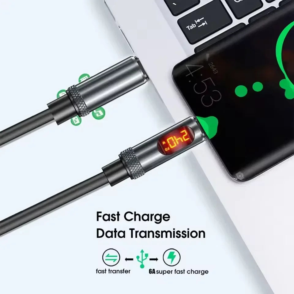 USB C Fast Charging Cable with LED Display | 100W & 240W
