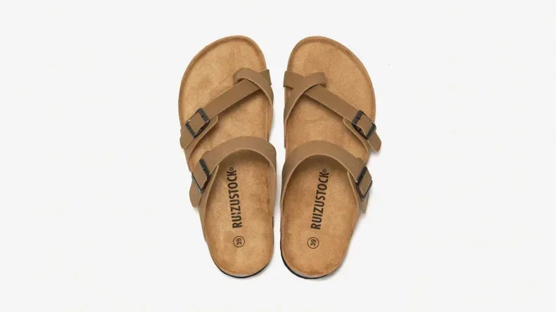 Men's Non-Slip Slippers with Cork Metal Buckle | Waterproof Outdoor Wear