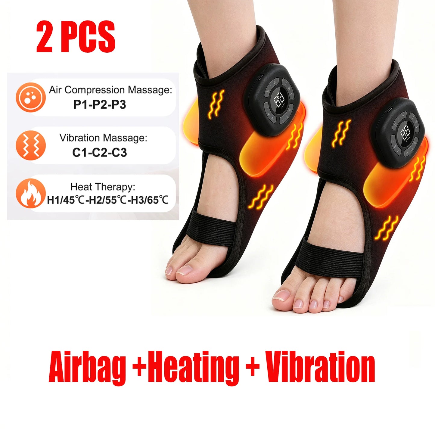 Wireless Air Pressure Ankle Massager | Electric Heating & Vibration