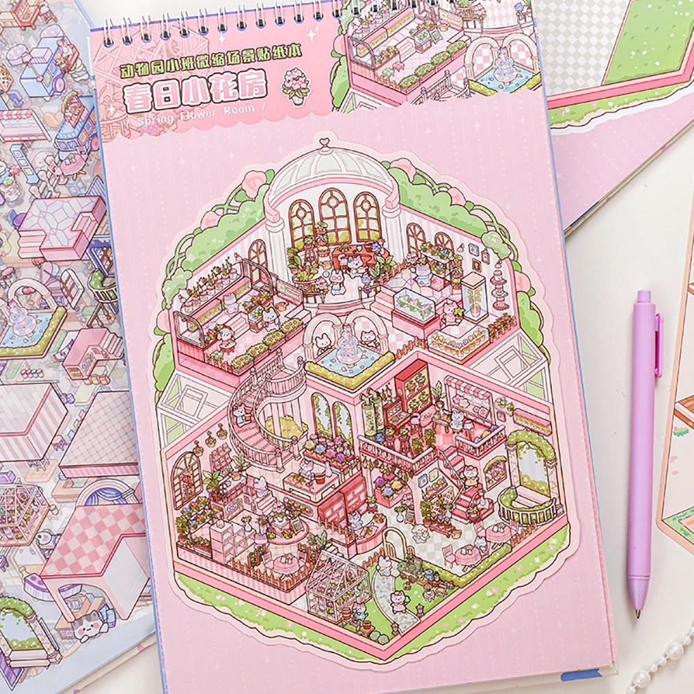 20 Pcs Large Miniature Scene Sticker Book | 3D DIY Stickers