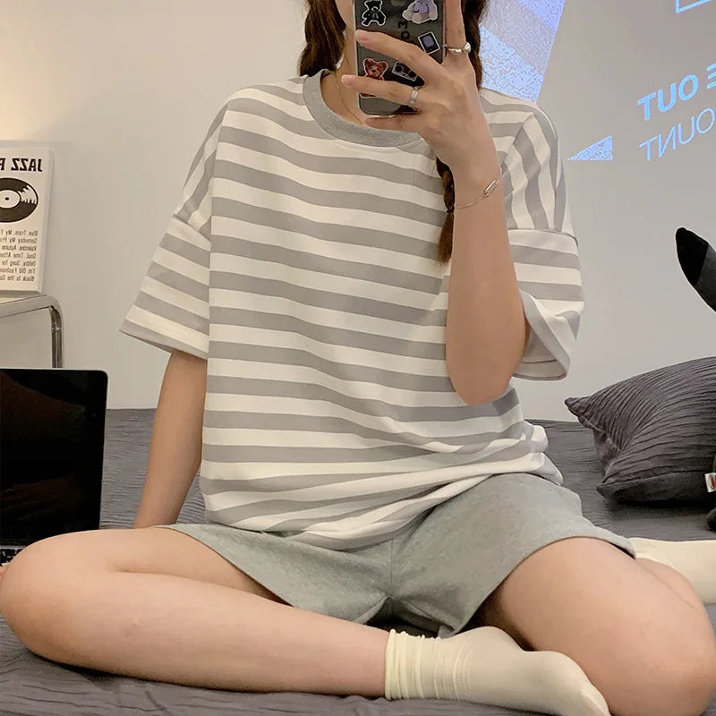 Plus Size Short Sleeve Pajamas for Women | Cute Cartoon Bear Design