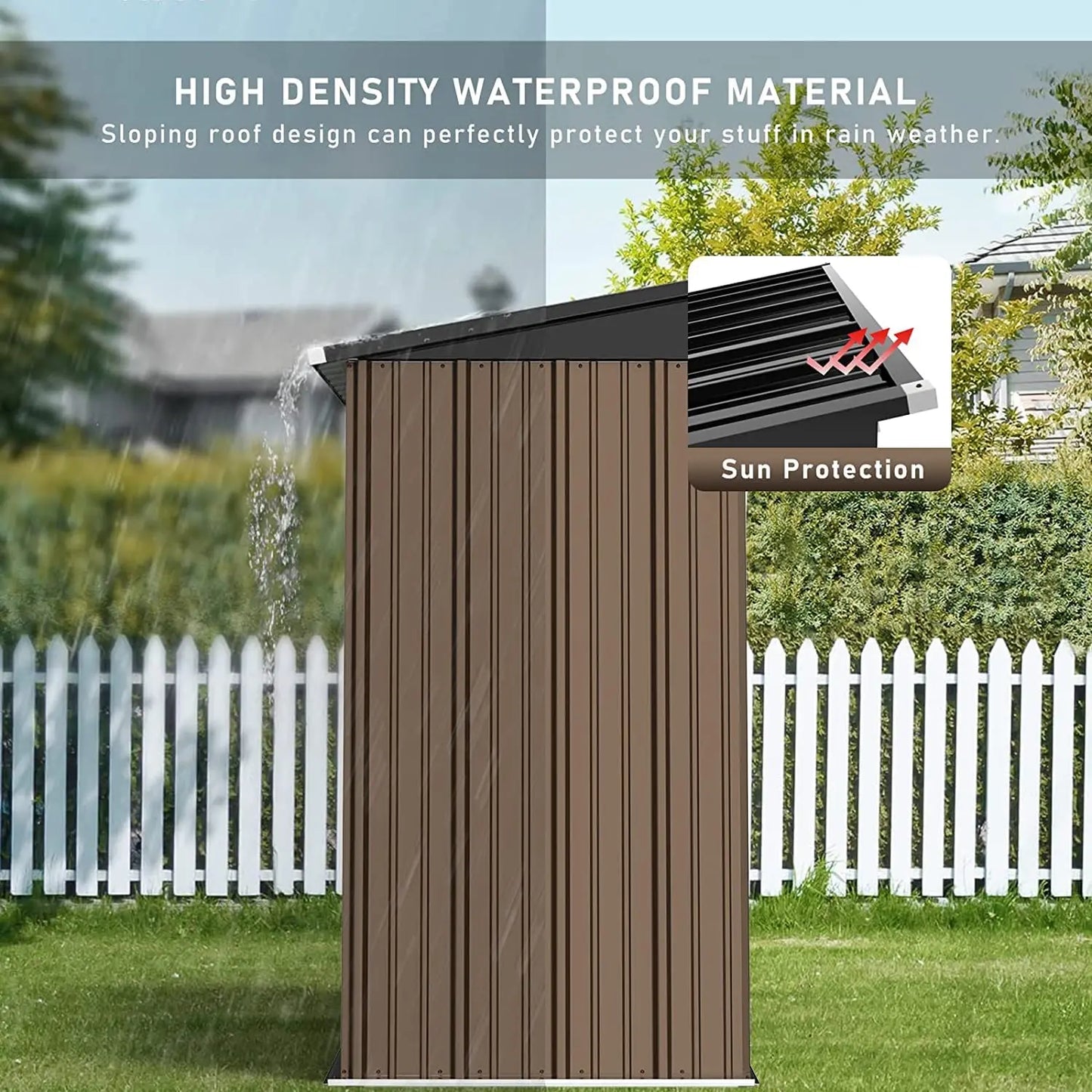 5x3 FT Outdoor Storage Shed with Lockable Door & Waterproof Design