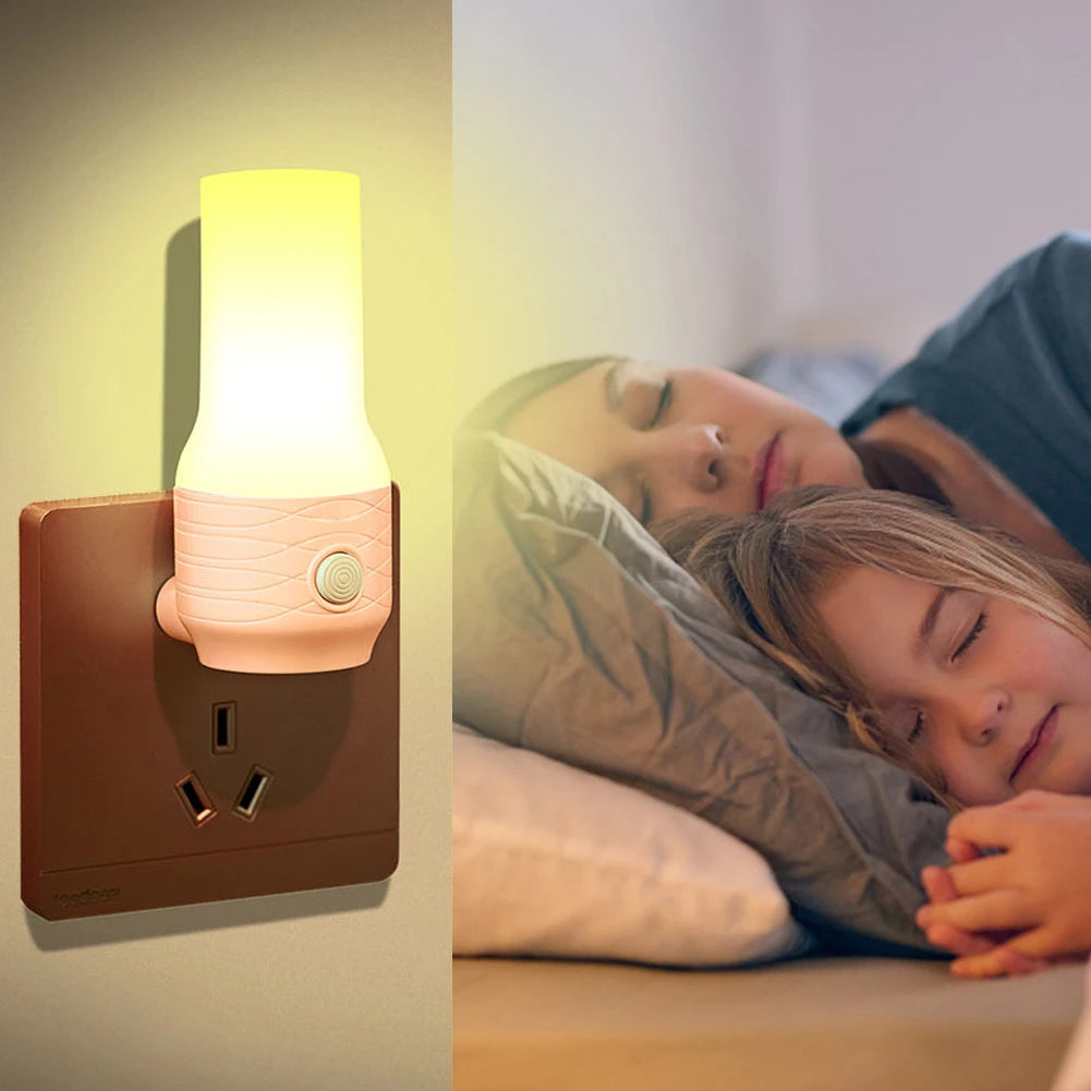 Luz nocturna LED enchufable | Iluminación blanca cálida y brillante ajustable