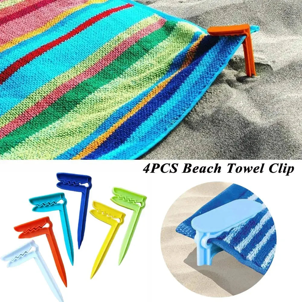 4Pcs Beach Towel Clips | Essential Camping & Outdoor Accessories