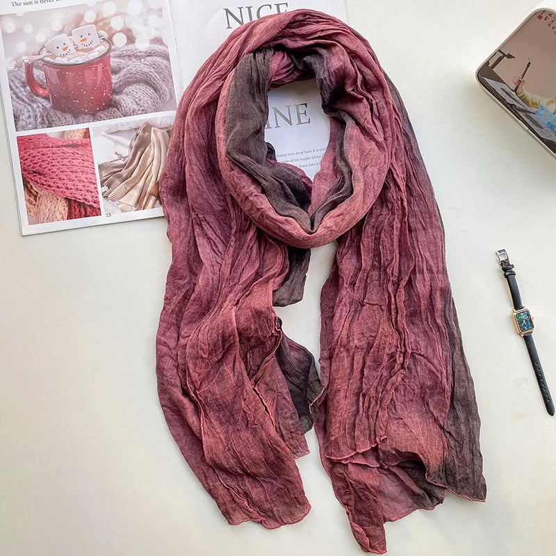 Stylish Tie-Dye Cotton Linen Scarf | Multifunctional Hip Hop Shawl