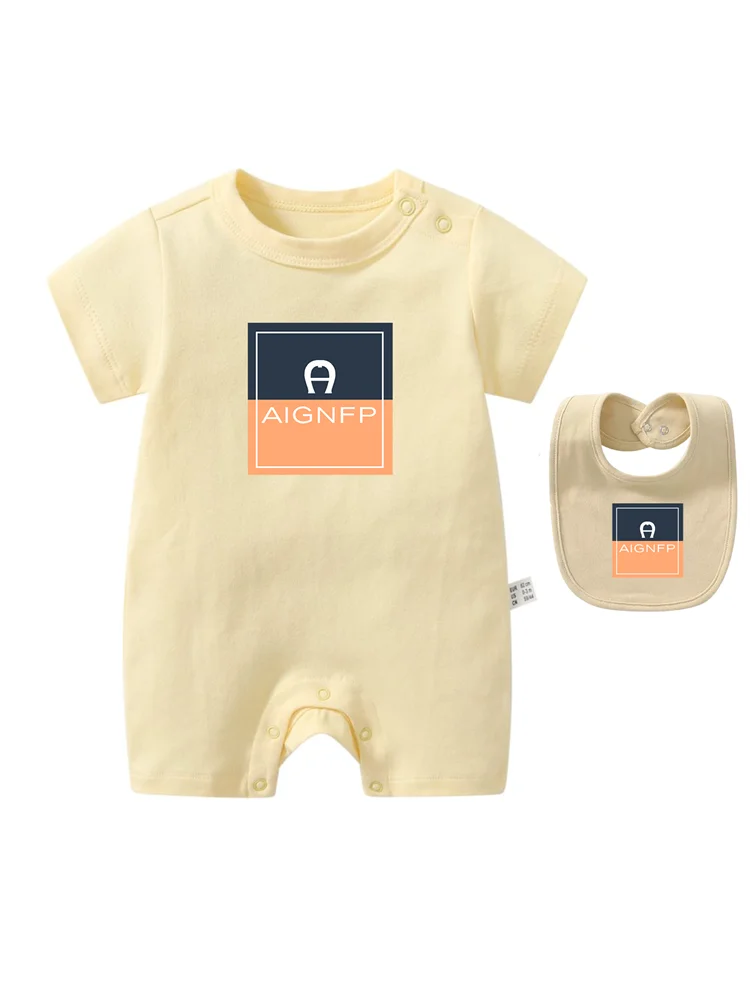 Colorful Newborn Baby Boys Rompers & Bib Scarf Set | Summer Style