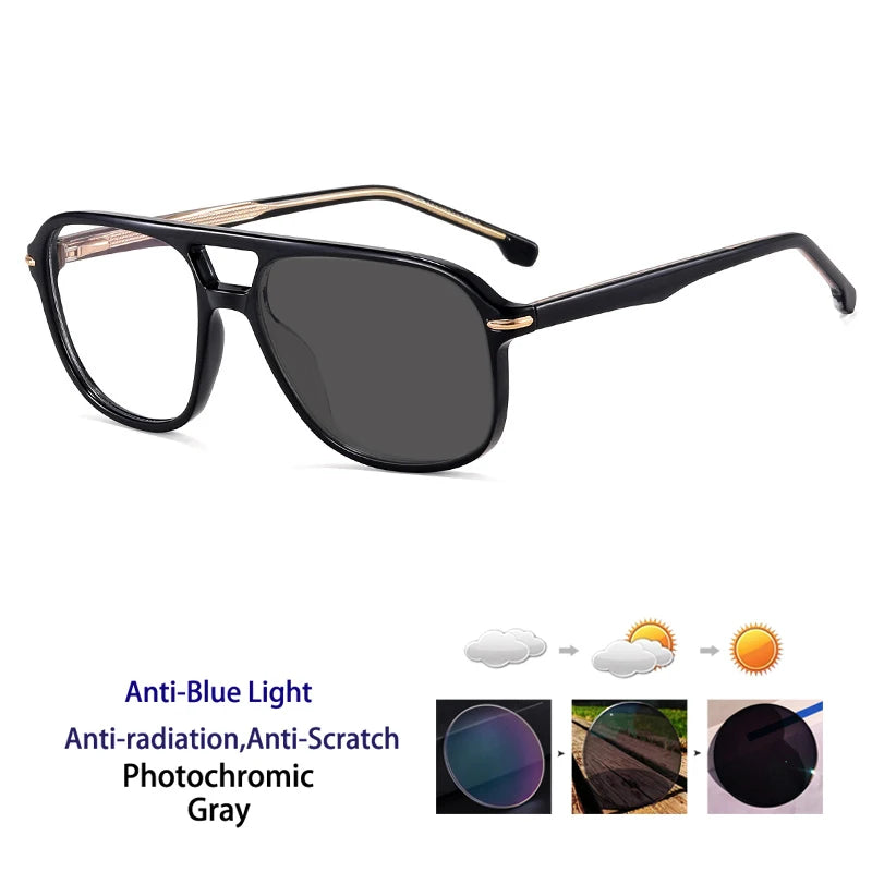 Retro Double Beam Pilot Optical Glasses | Anti Blue Light Eyewear