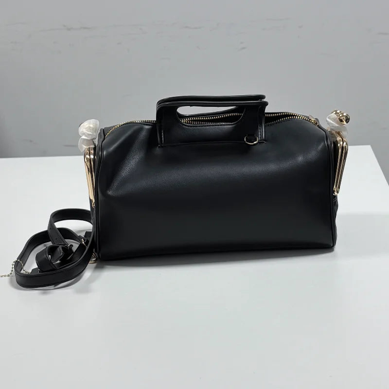 Luxury Retro Clip Handbag | Elegant Large Capacity Crossbody Bag