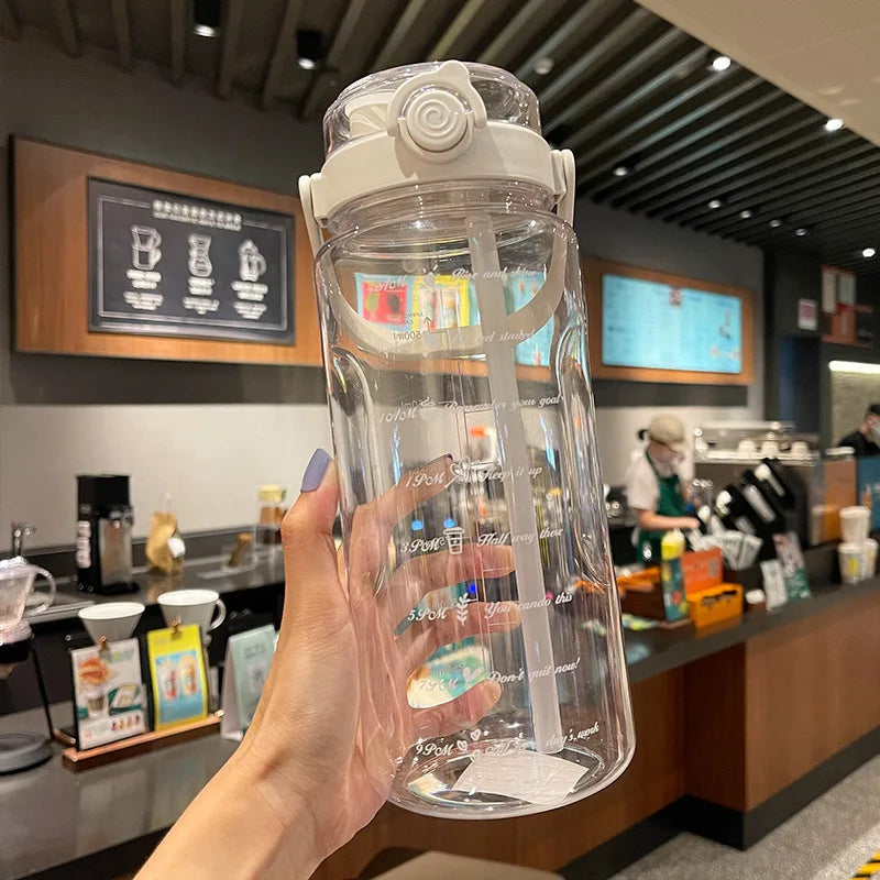 Large Capacity Sport Straw Water Bottle | Portable Travel Cup