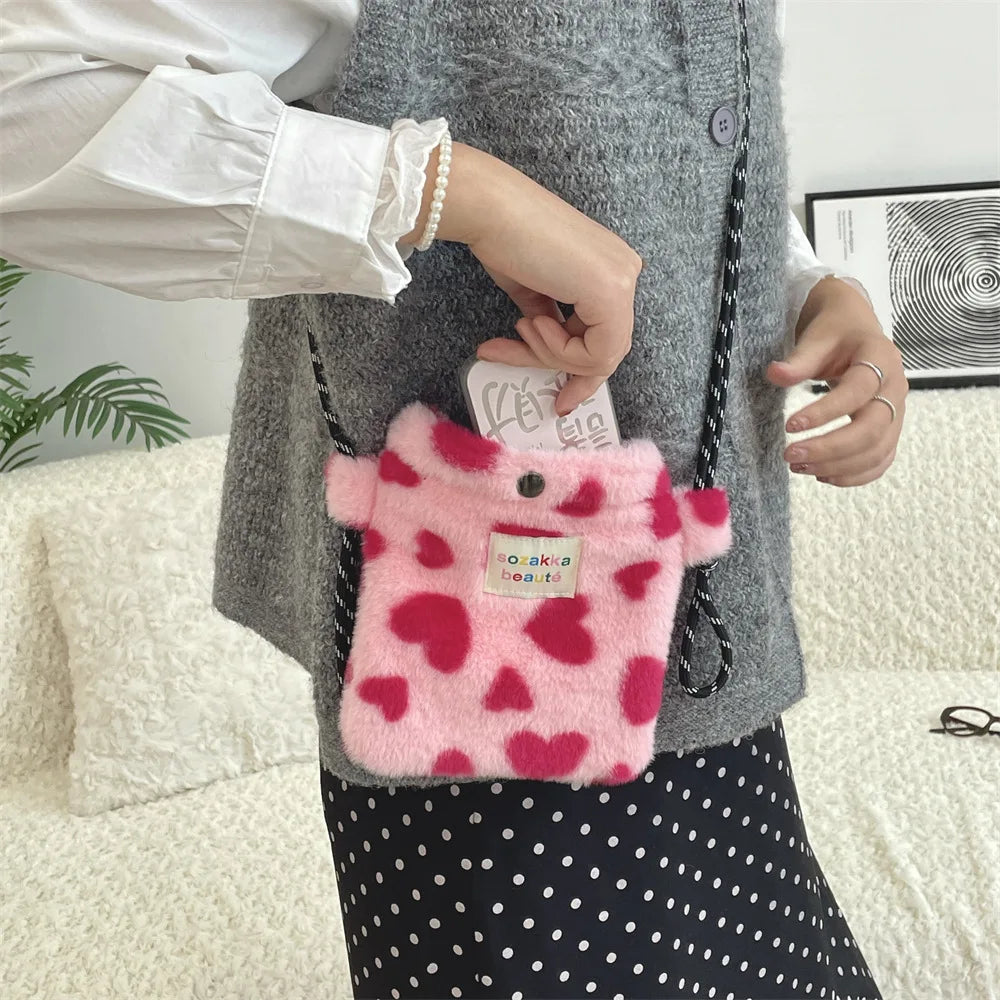 Cute Plush Dot Crossbody Bags for Women | Portable Shoulder Bag