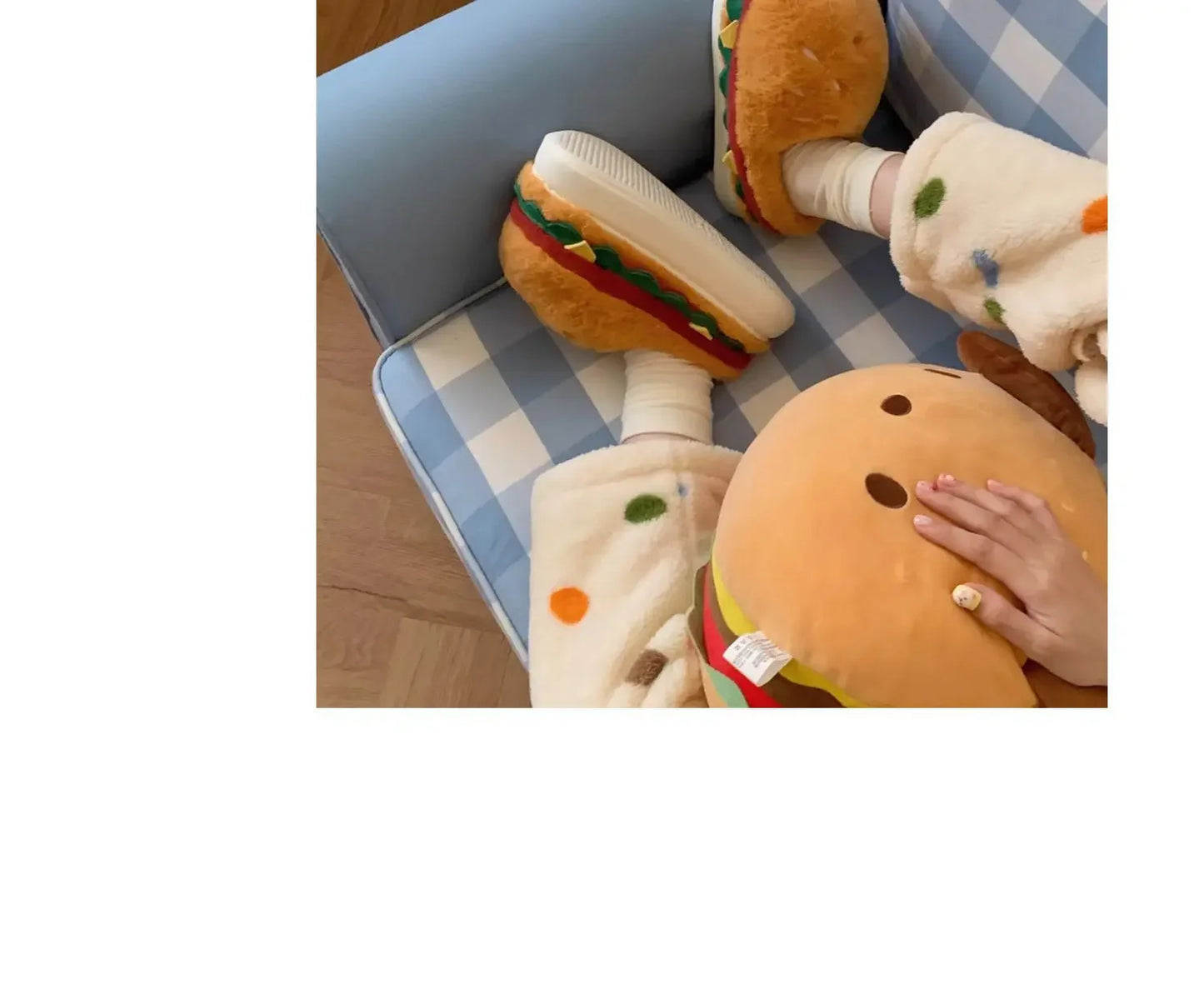 Cute Hamburger Plush Slippers | Warm & Cozy Indoor Footwear