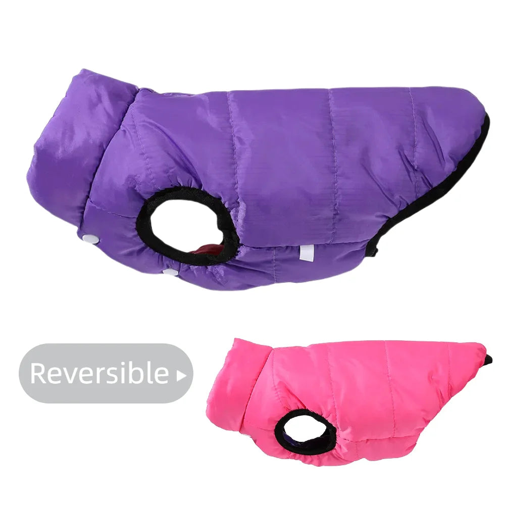 Chaqueta reversible de invierno para mascotas | Chaleco cálido y cortavientos para mascotas