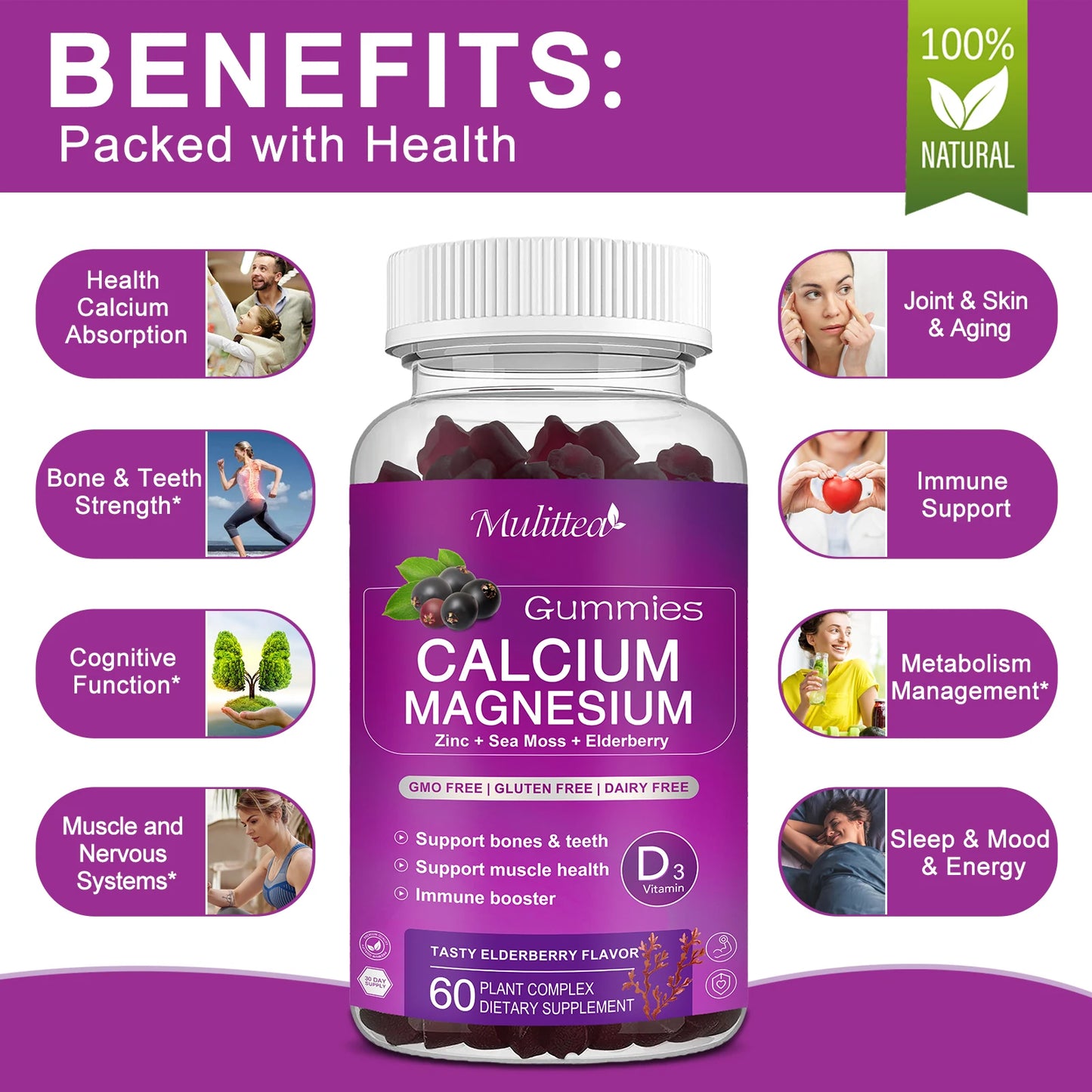 Calcium Magnesium Zinc Gummies | Support Healthy Bones & Mood