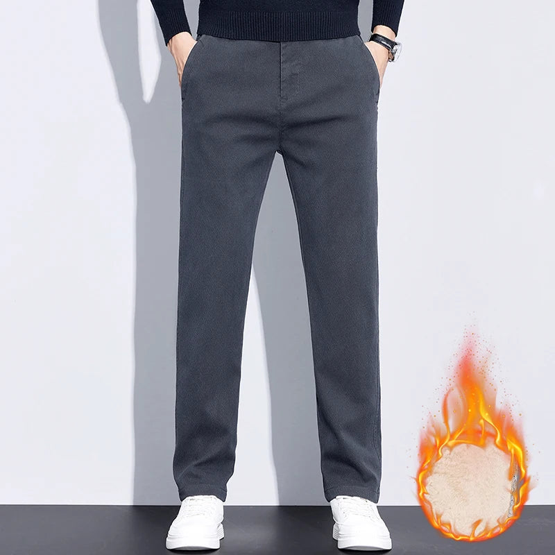 Men's Winter Thick Warm Casual Pants | Fleece Thermal Trousers