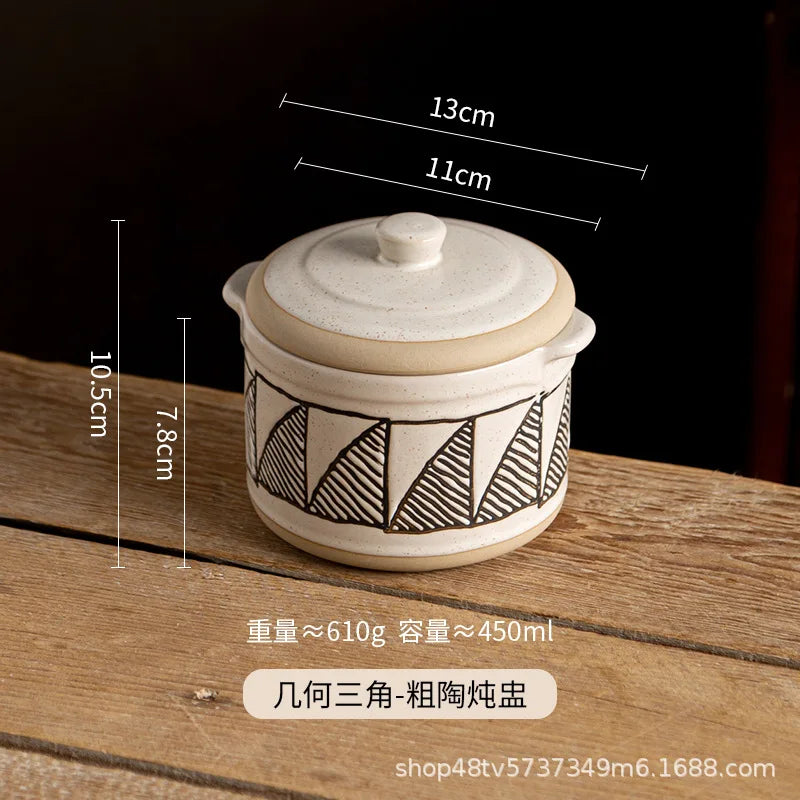 Olla para guisar de cerámica rústica japonesa | Vajilla de cerámica ecológica para horno