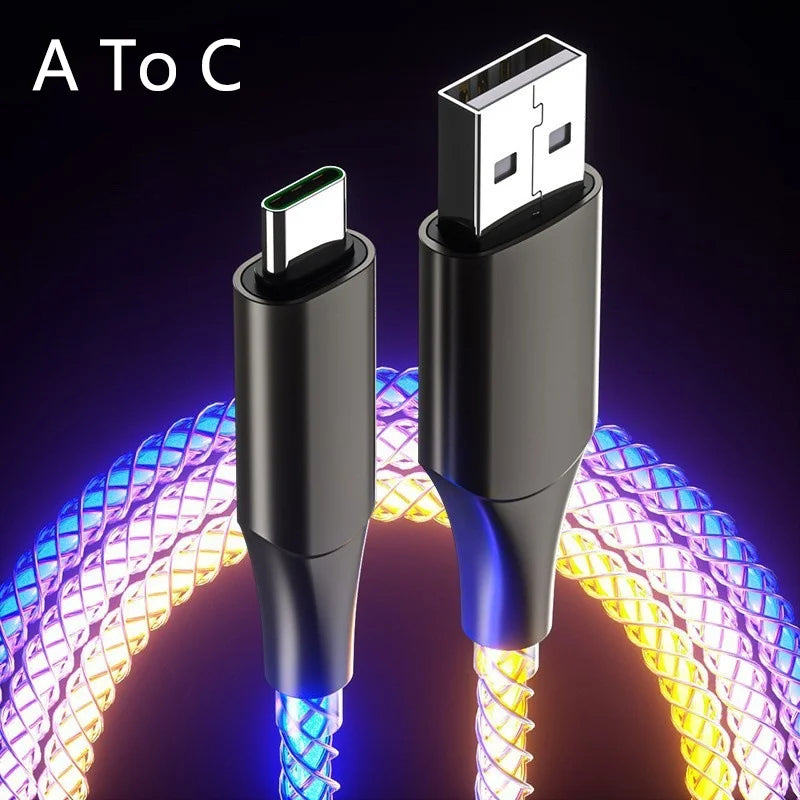 1M Type C to Type C Fast Charging Cable | RGB Luminous Data Cord