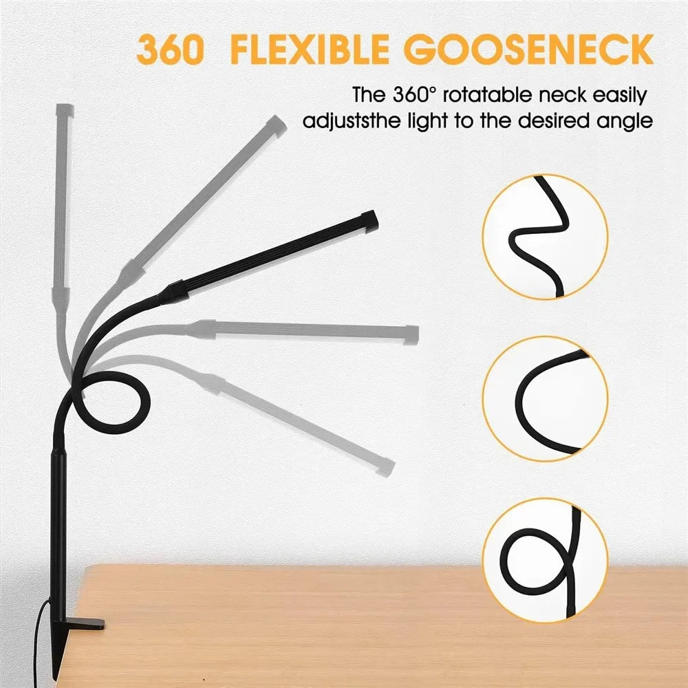 Dimmable Double Head LED Clip Desk Lamp | Brighten Your Workspace