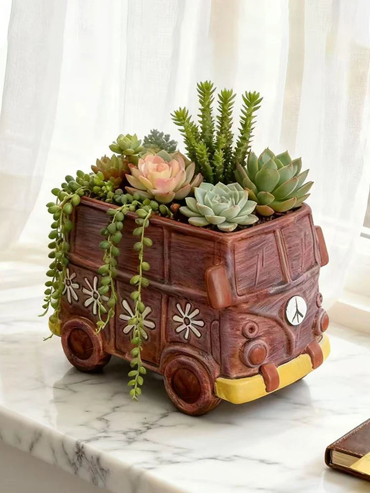 Creative Bus Car Flowerpot | Unique Home Garden Decor