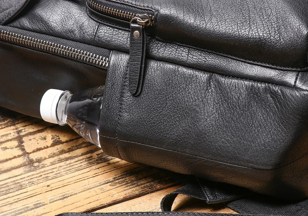 Men's Genuine Leather Double-Shoulder Backpack | Large Laptop Travel Bag