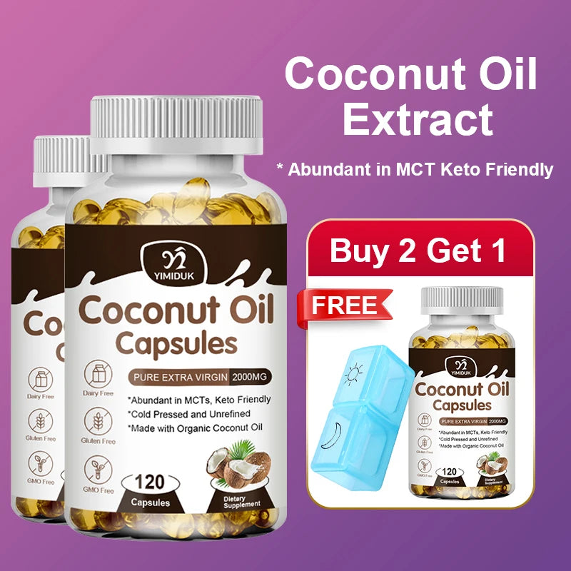 2000mg Coconut Oil Capsules | Boost Metabolism & Nourish Skin