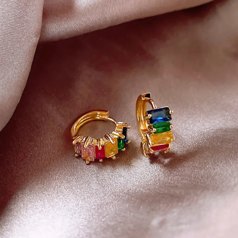 Romantic Retro Enamel Gold Hoop Earrings for Women | Fashion Jewelry