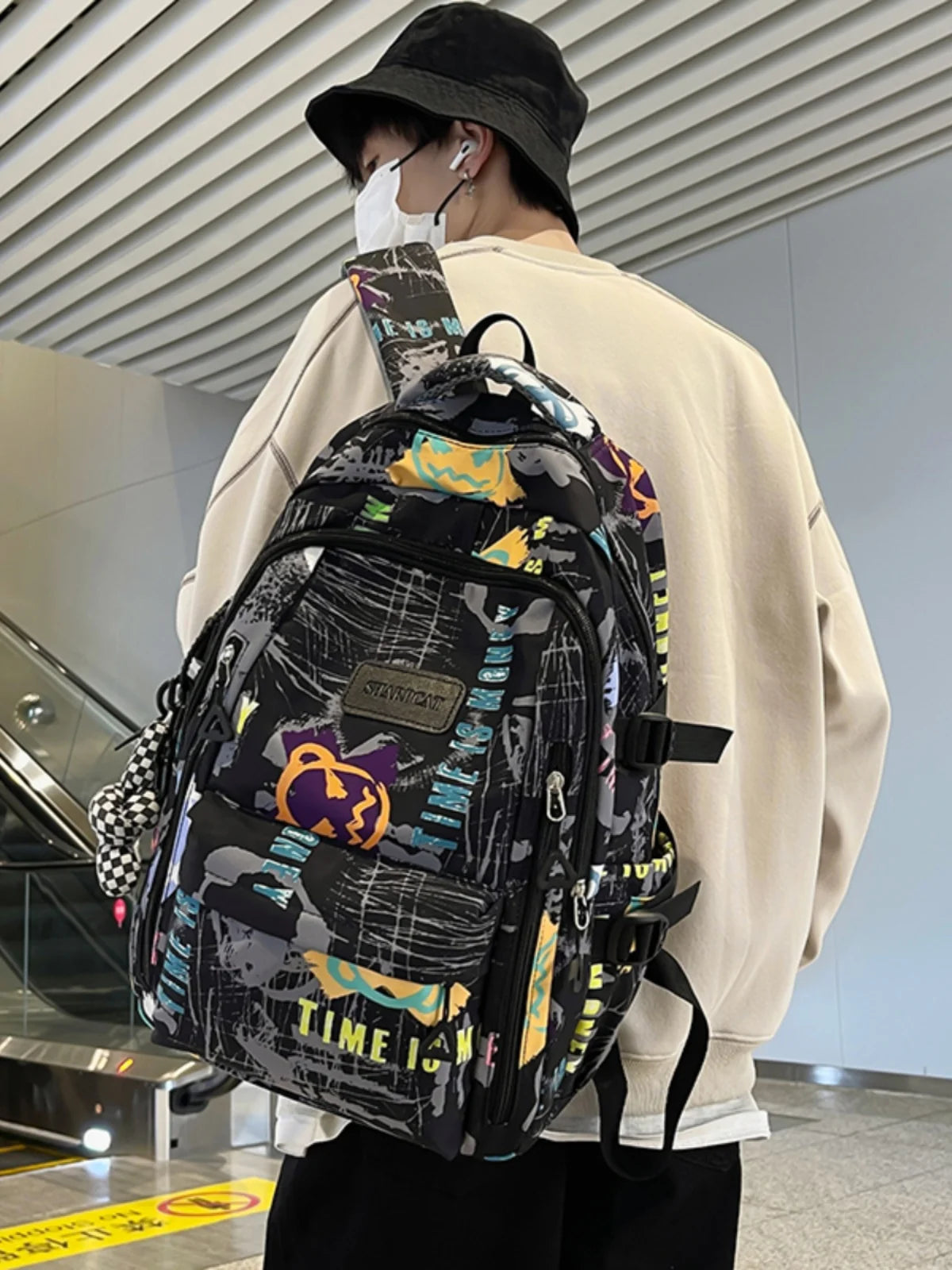 Trendy Personalized Graffiti Japanese Backpack | Large Capacity Book Bag